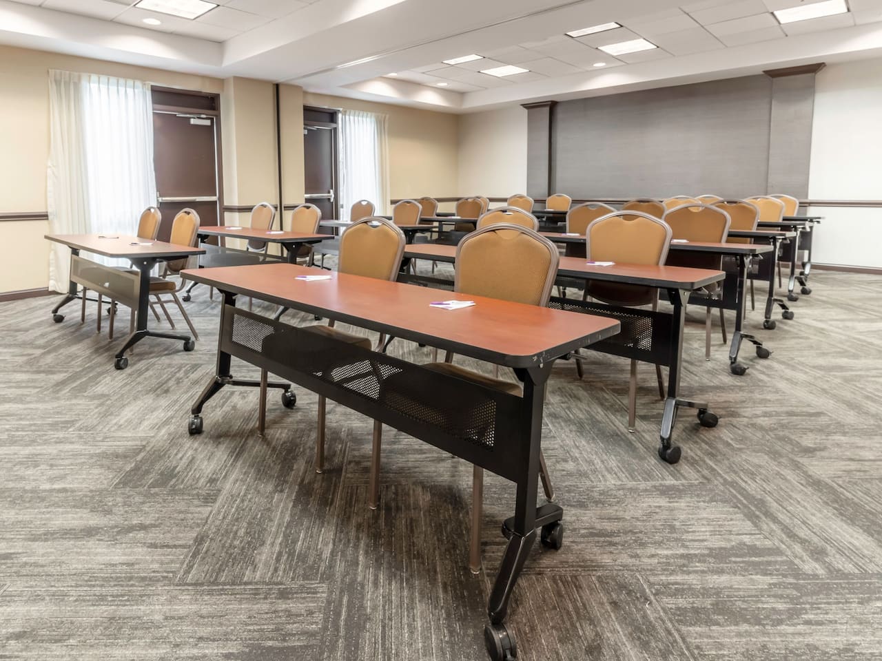 Classroom style meeting space at Hyatt Place Charlotte Airport/Billy Graham Parkway.