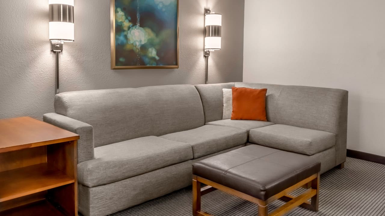 Hyatt Place Charlotte Airport / Tyvola Pull out Sofa Sleeper Couch Located in Charlotte North Carolina
