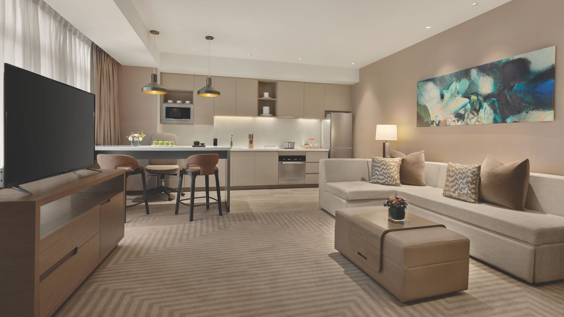 Hyatt House Chengdu Pebble Walk 2 BDRM Kitchen Suite w One K Bed Plus Two Twin Beds