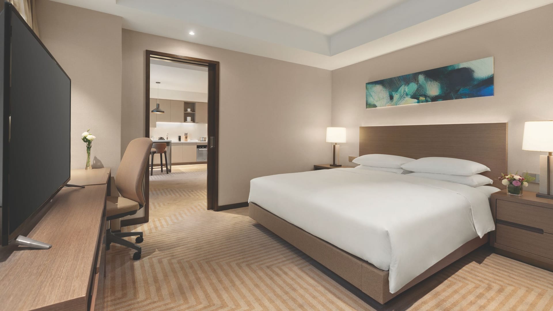 Hyatt House Chengdu Pebble Walk 2 BDRM Kitchen Suite w One K Bed Plus Two Twin Beds