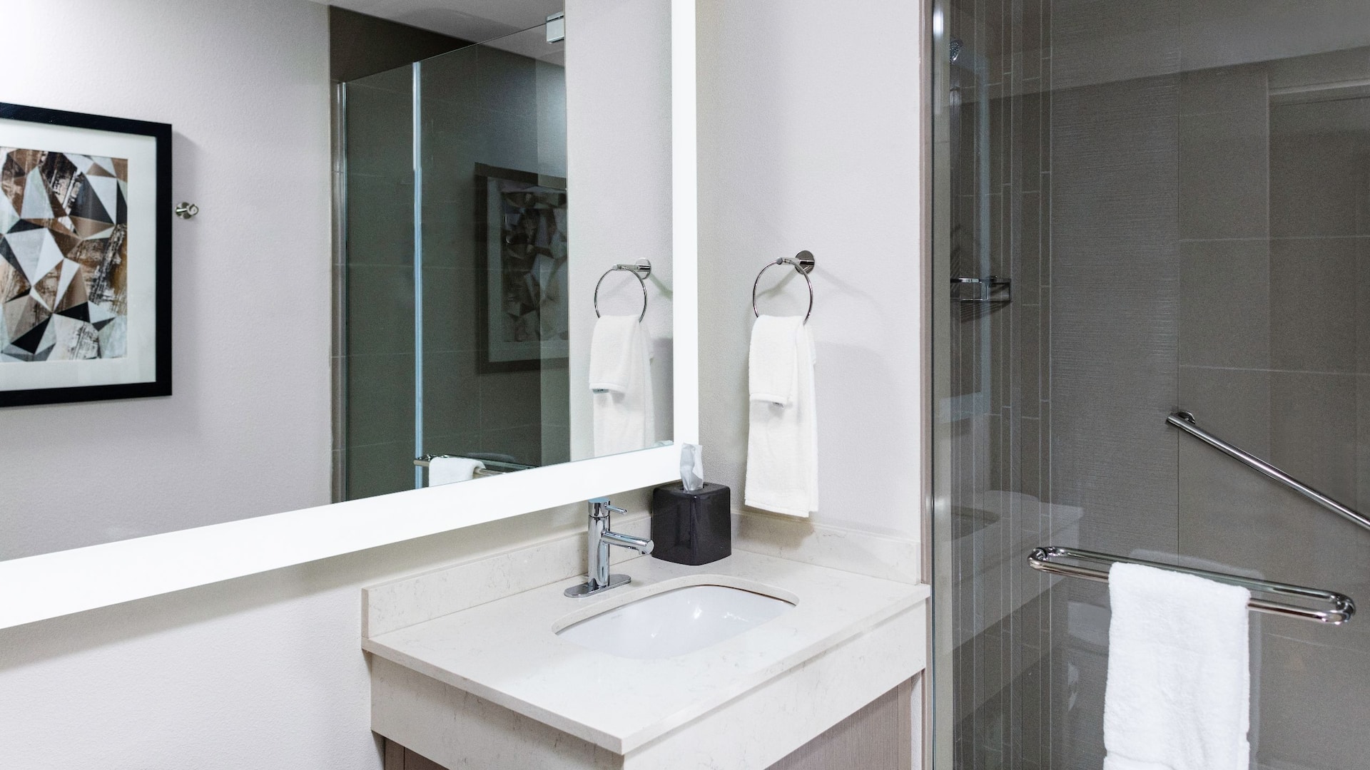 第 2，共 3 Nashville hotel accessible bathroom including grab bars.