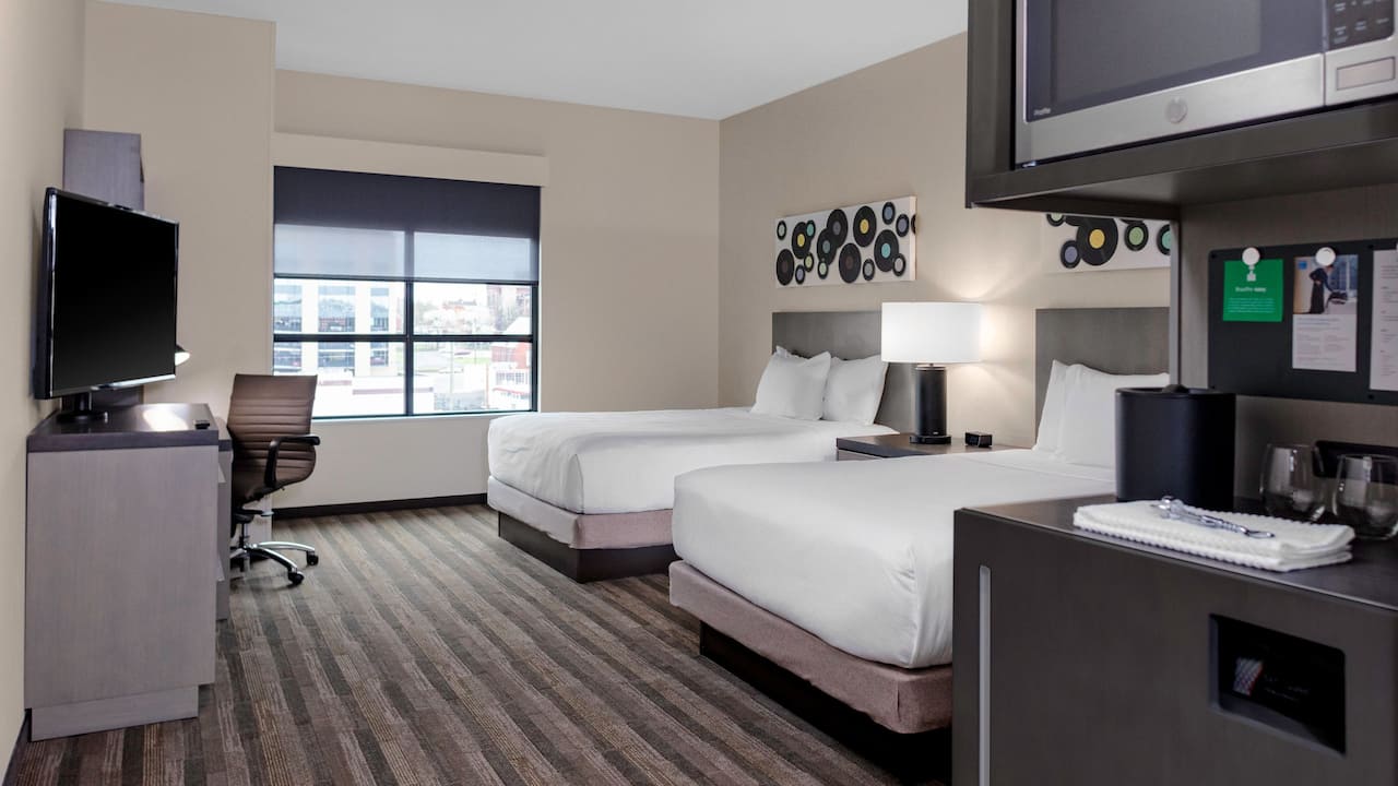 Nashville hotel room with double queen sized beds at Hyatt House Nashville / Downtown - SoBro