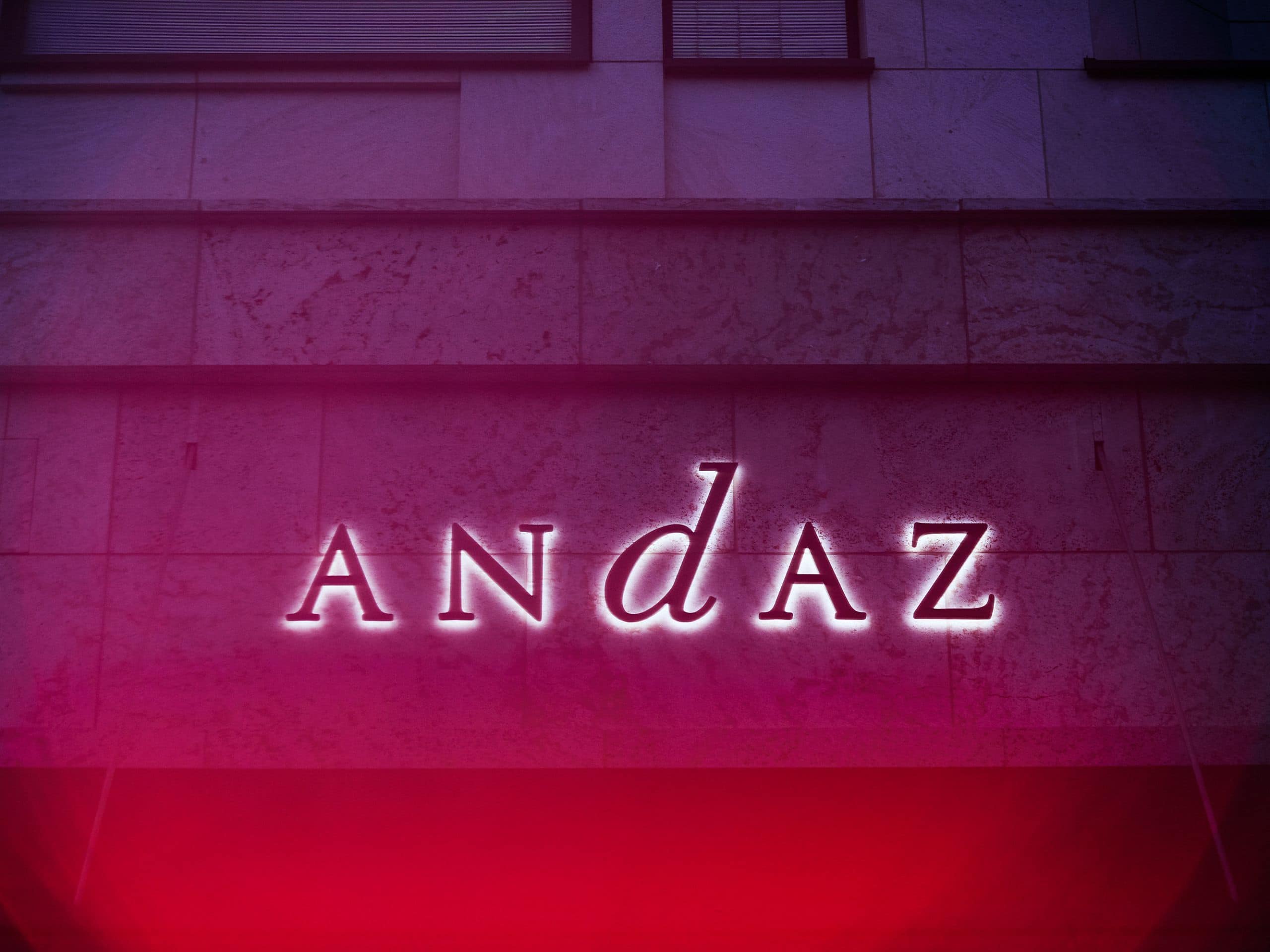 Andaz Munich Schwabinger Tor Entry Sign Red Light