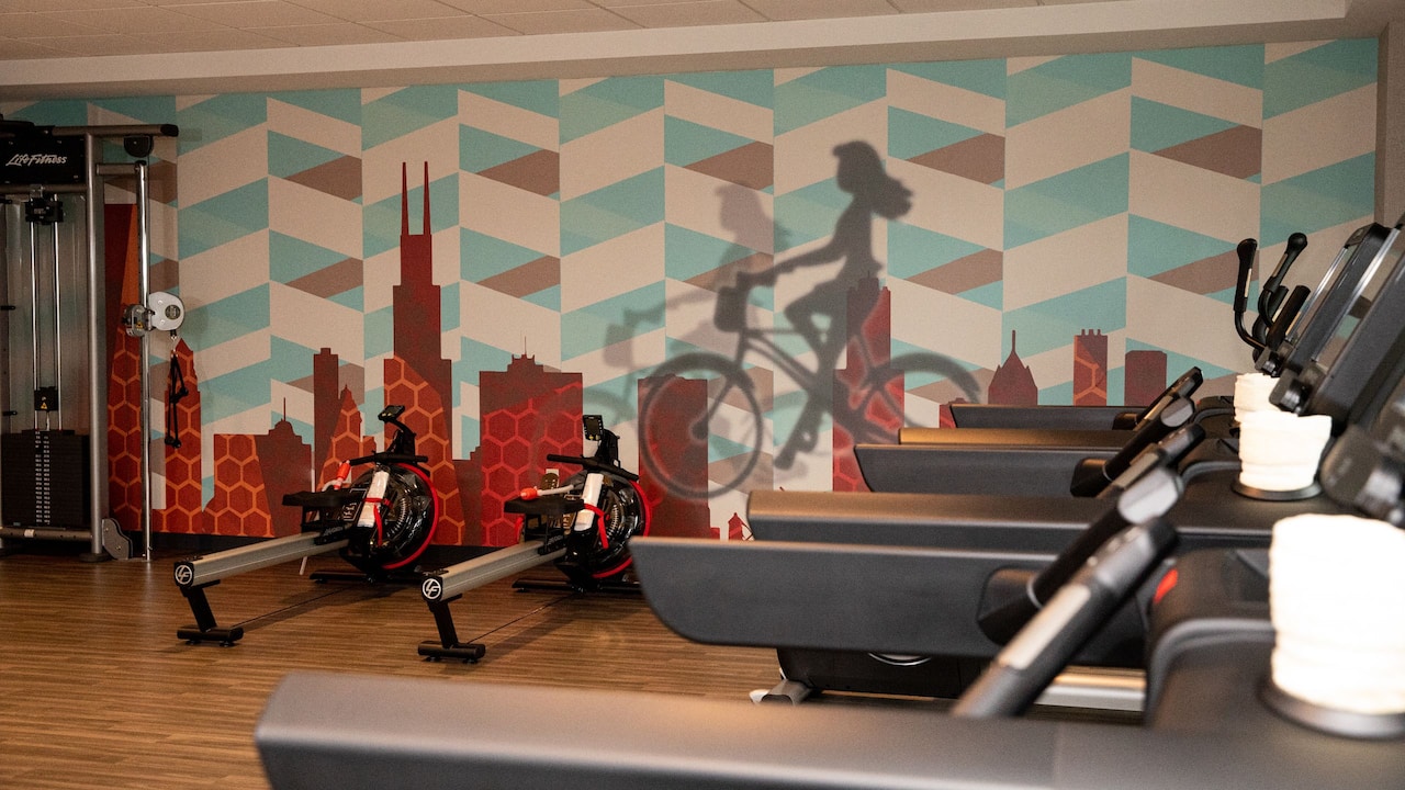 Fitness Center with treadmills and rowing machines