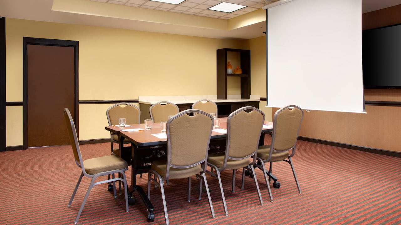 Meeting Room set for a small meeting boardroom-style 
