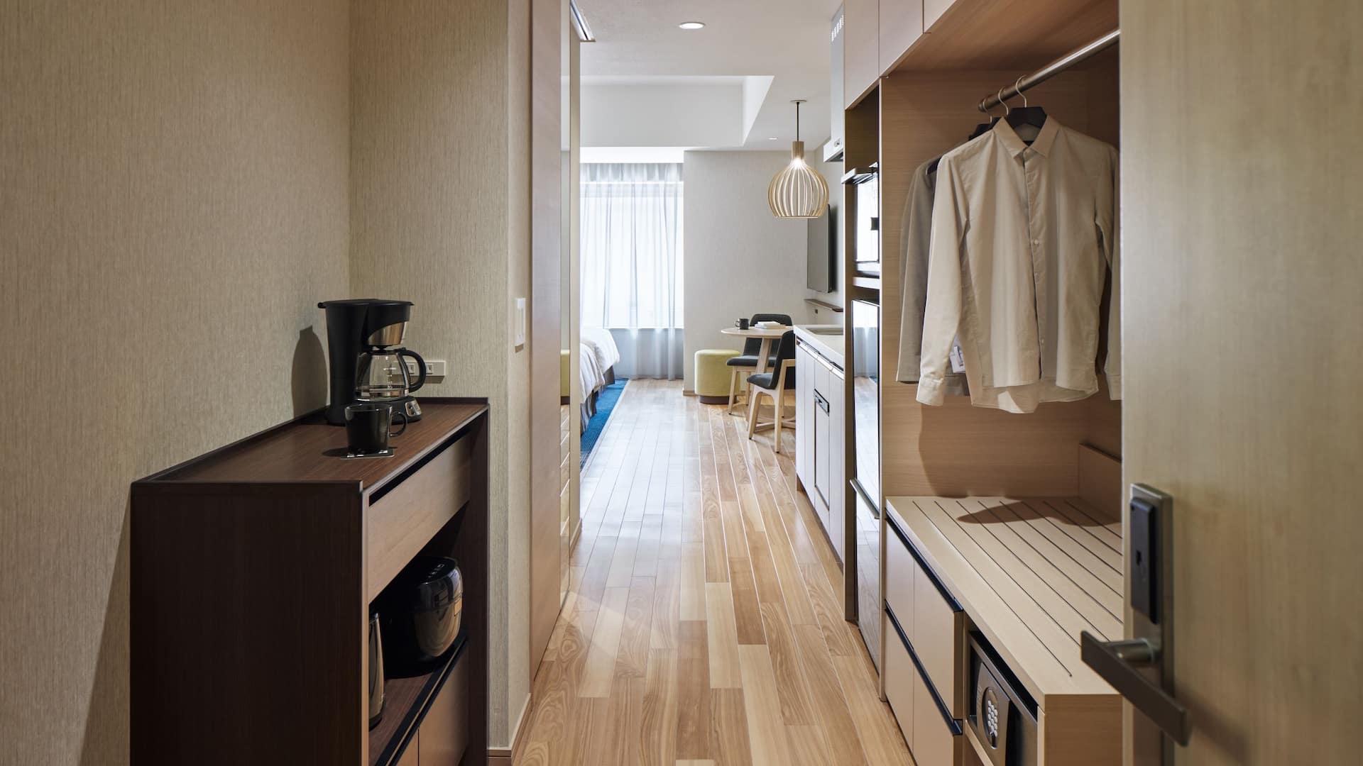 Hyatt House Kanazawa Kitchen Studio Lace Curtain Closed