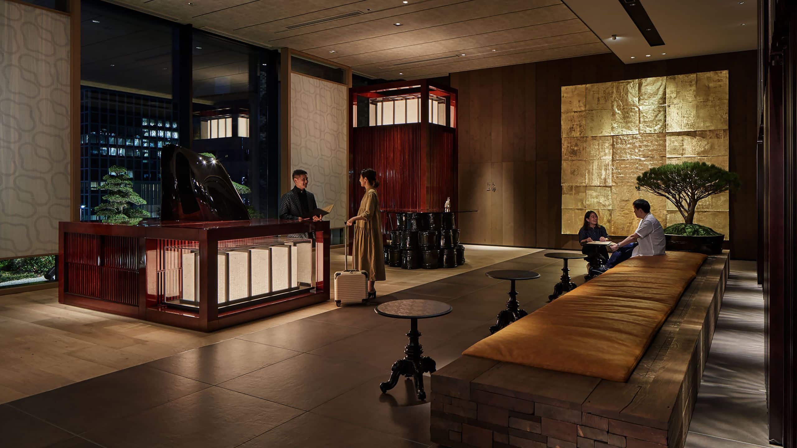 Hyatt Centric Kanazawa Reception Nighttime with Guests