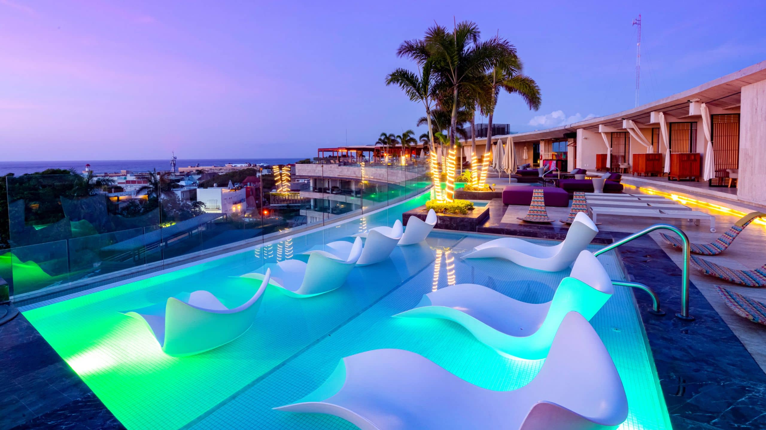 Thompson Playa del Carmen Main House Pool Night