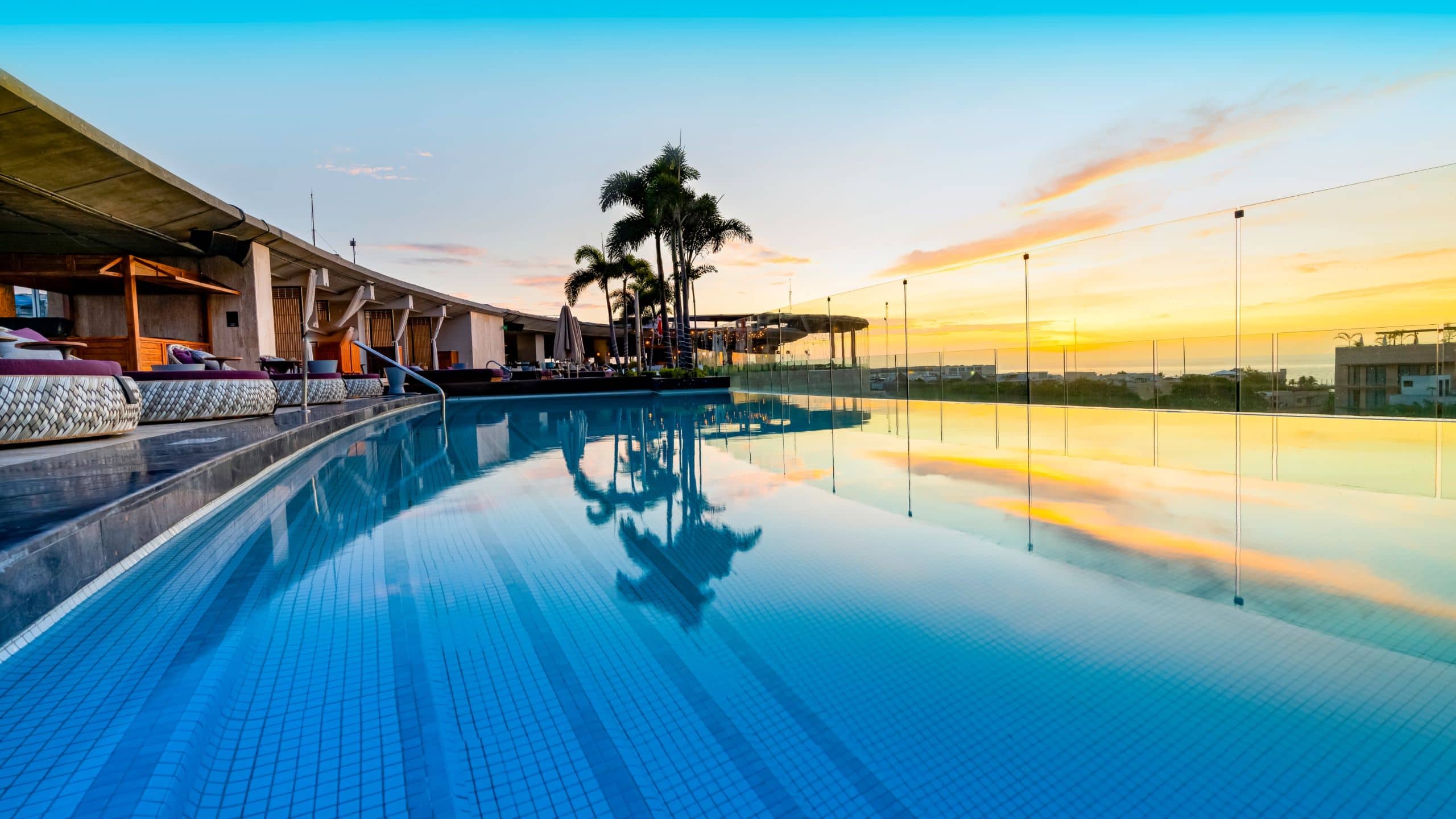 Thompson Playa del Carmen Main House Pool Sunset