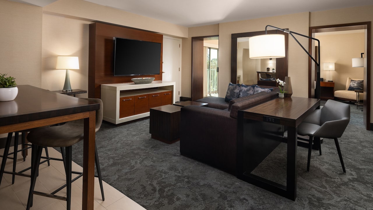 Park Capitol Suite living room with work desk
