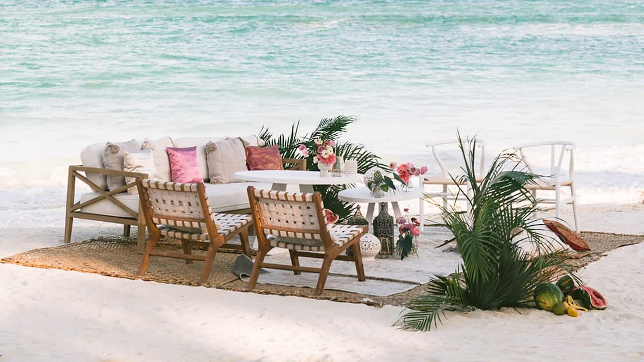 recepcion para boda en la playa en riviera maya