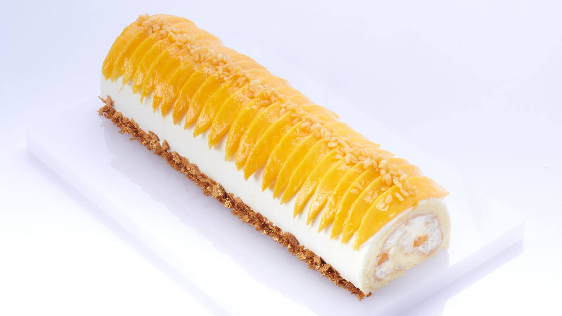 Cafe Mango and Sticky Rice Swiss Roll