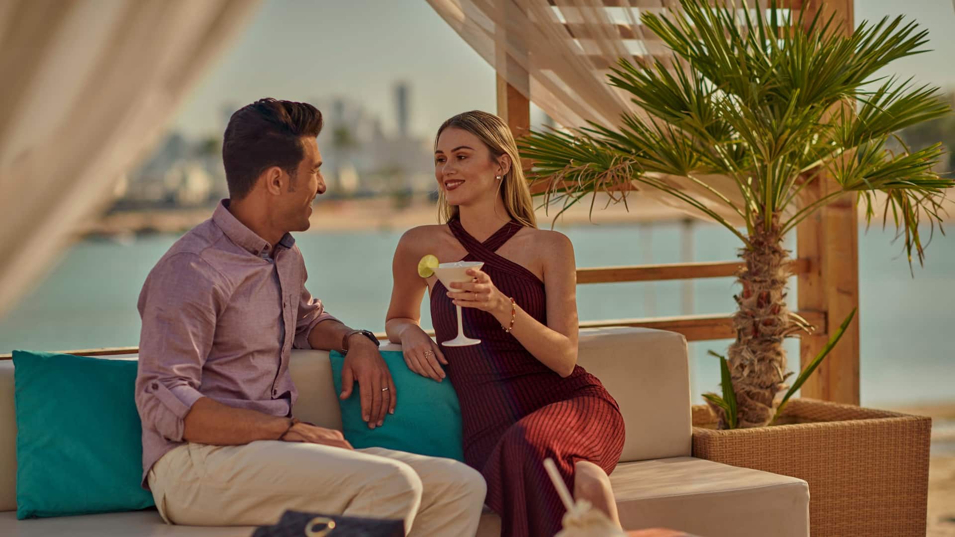 Grand Hyatt Doha Hotel & Villas Couple Enjoying Drink At Monkey Tale