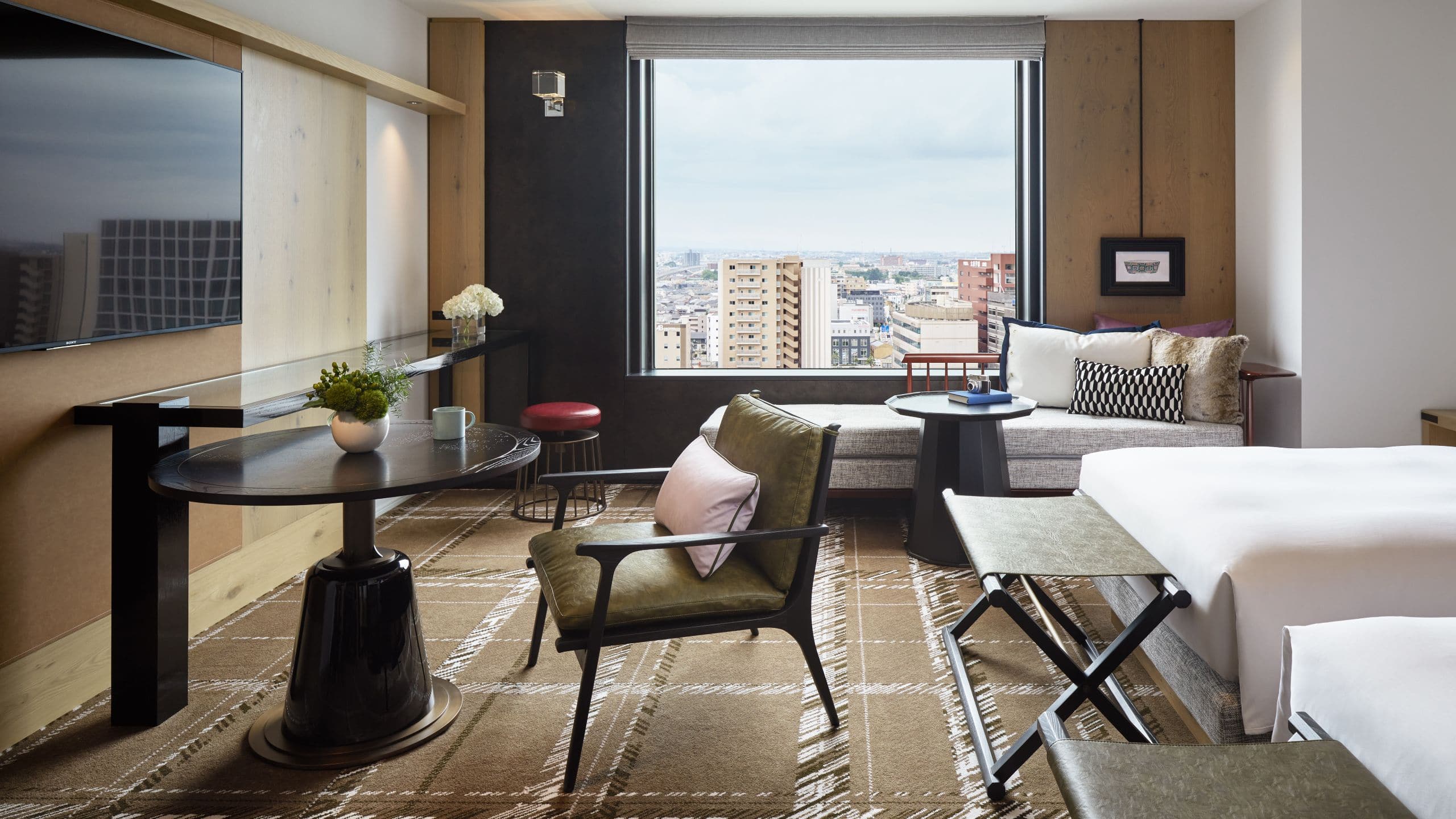 Hyatt Centric Kanazawa Premium Twin Blue Room Sofa Table