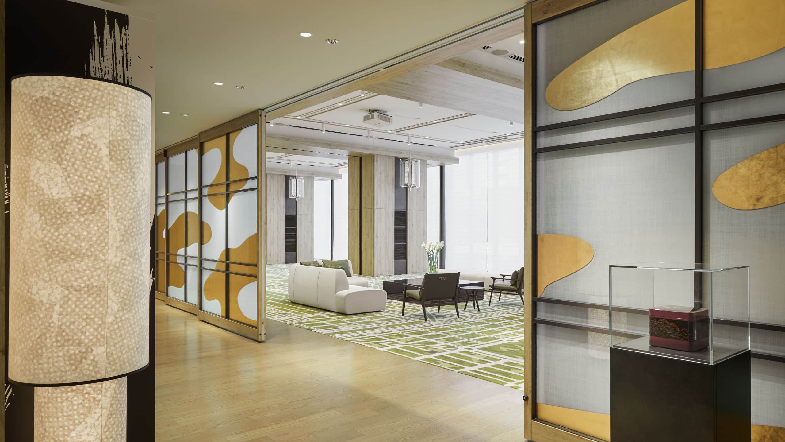 Hyatt Centric Kanazawa Event Space Gold Clouds Sliding Door Opened