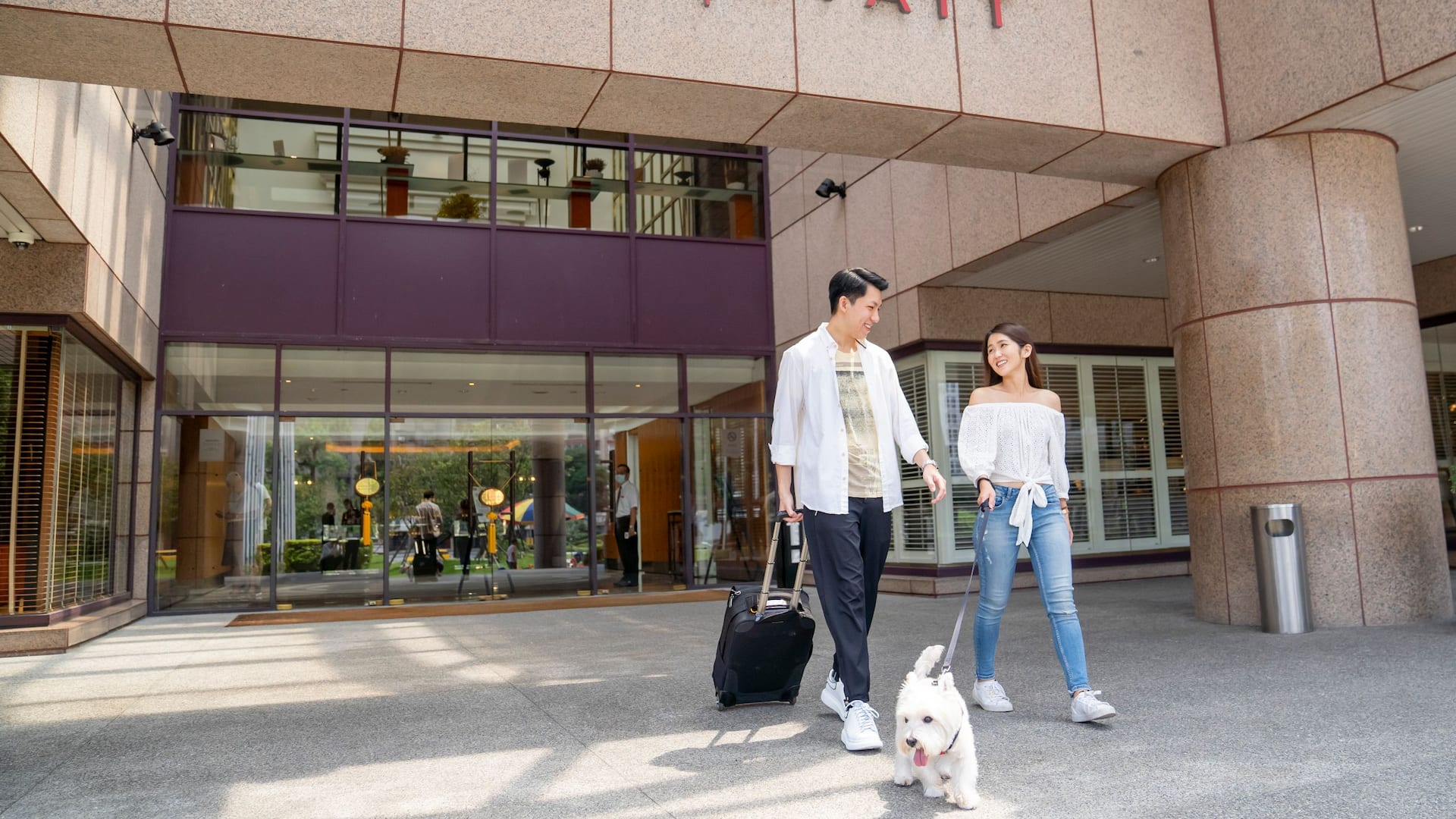 Grand Hyatt Taipei Pet Friendly Hotel Entrance Walking Couple