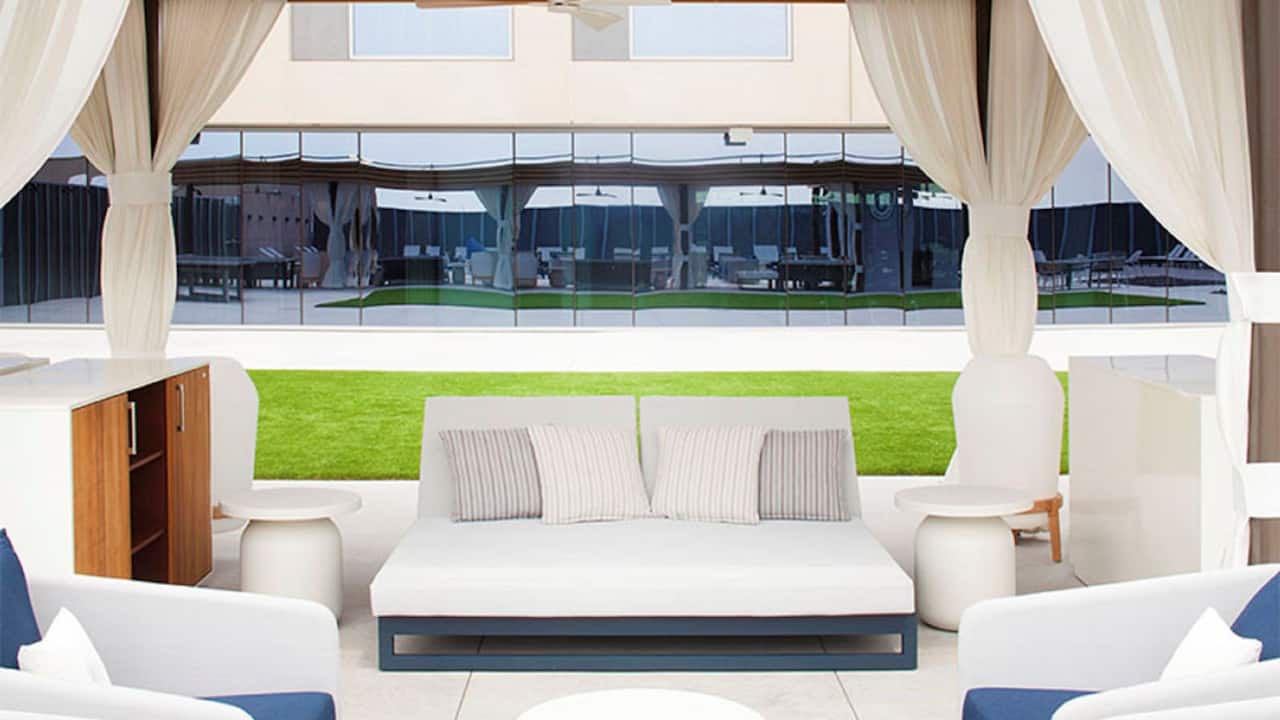 Steel Horse outdoor cabana with seating