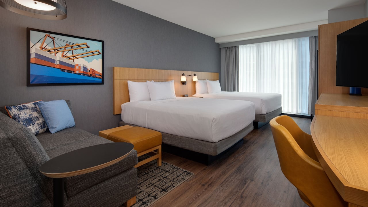 Hyatt Place Boston / Seaport District Standard Double Queen Beds with Pull out Sofa Sleeper Bed Boston