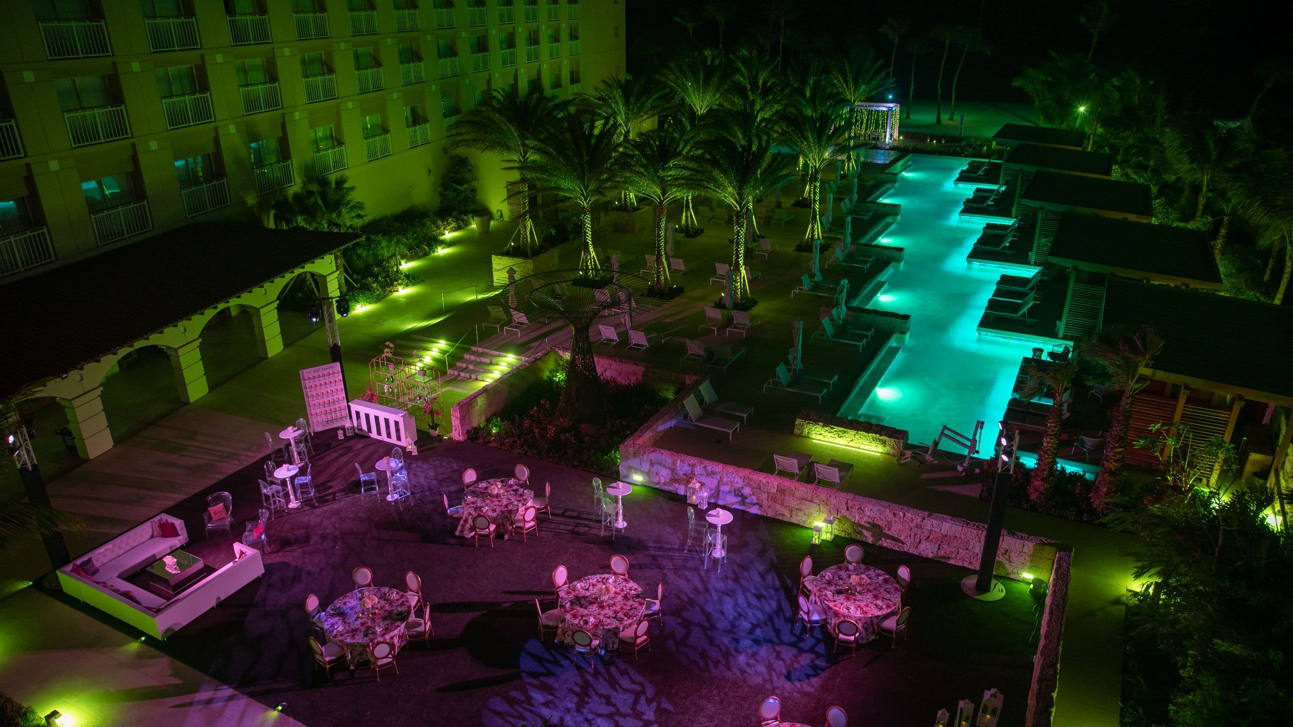 Hyatt Regency Aruba Resort Spa and Casino Wedding Setup Dos Playa Deck Night Area View