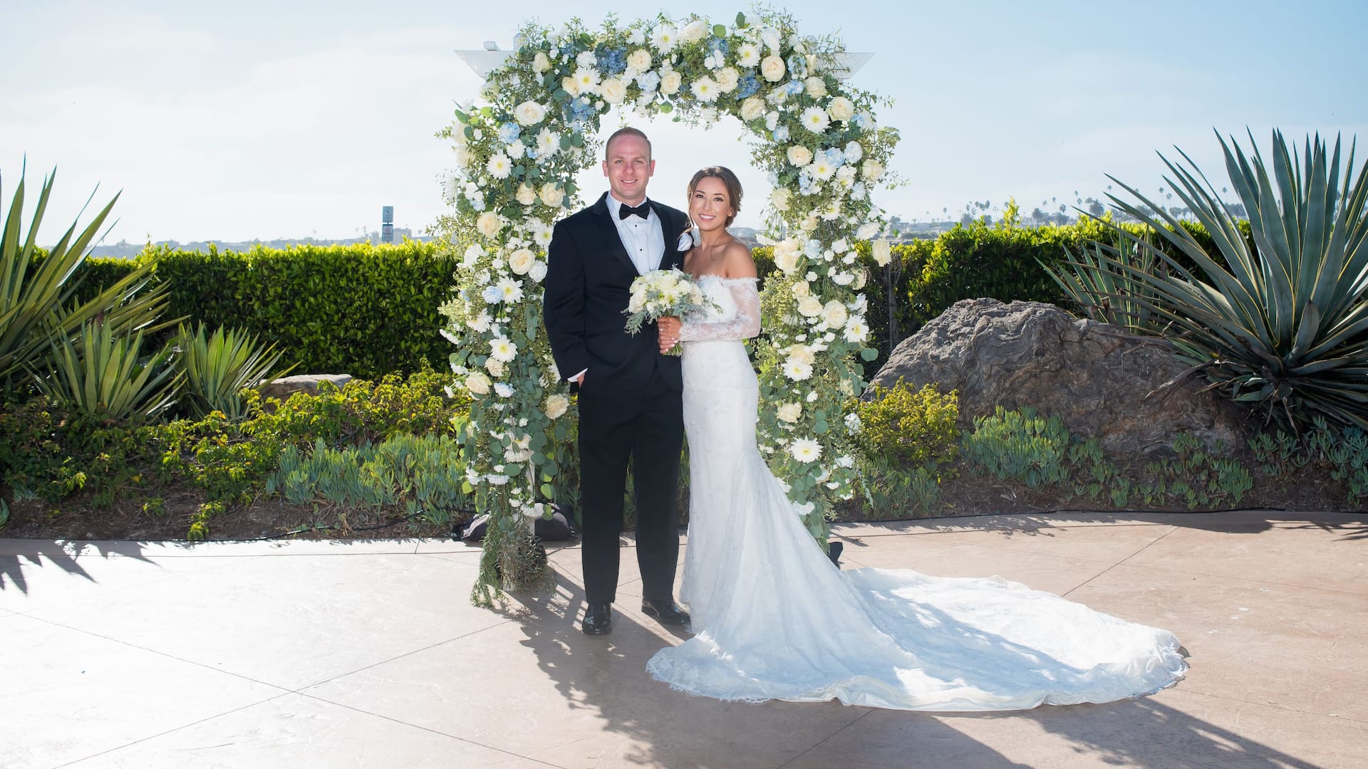 Hyatt Regency Mission Bay Spa and Marina Wedding Couple Sunset Terrace