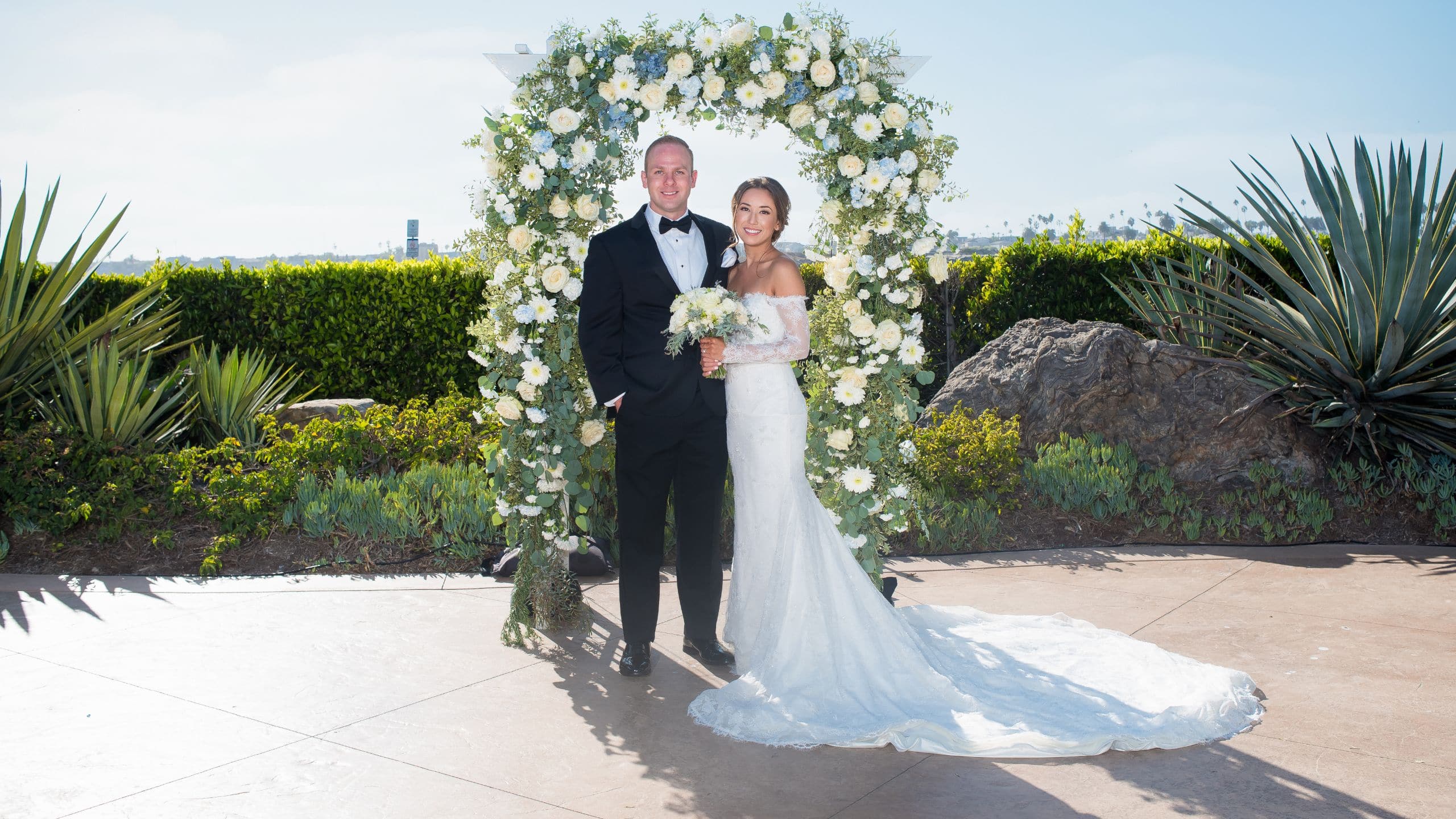 Hyatt Regency Mission Bay Spa and Marina Wedding Couple Sunset Terrace