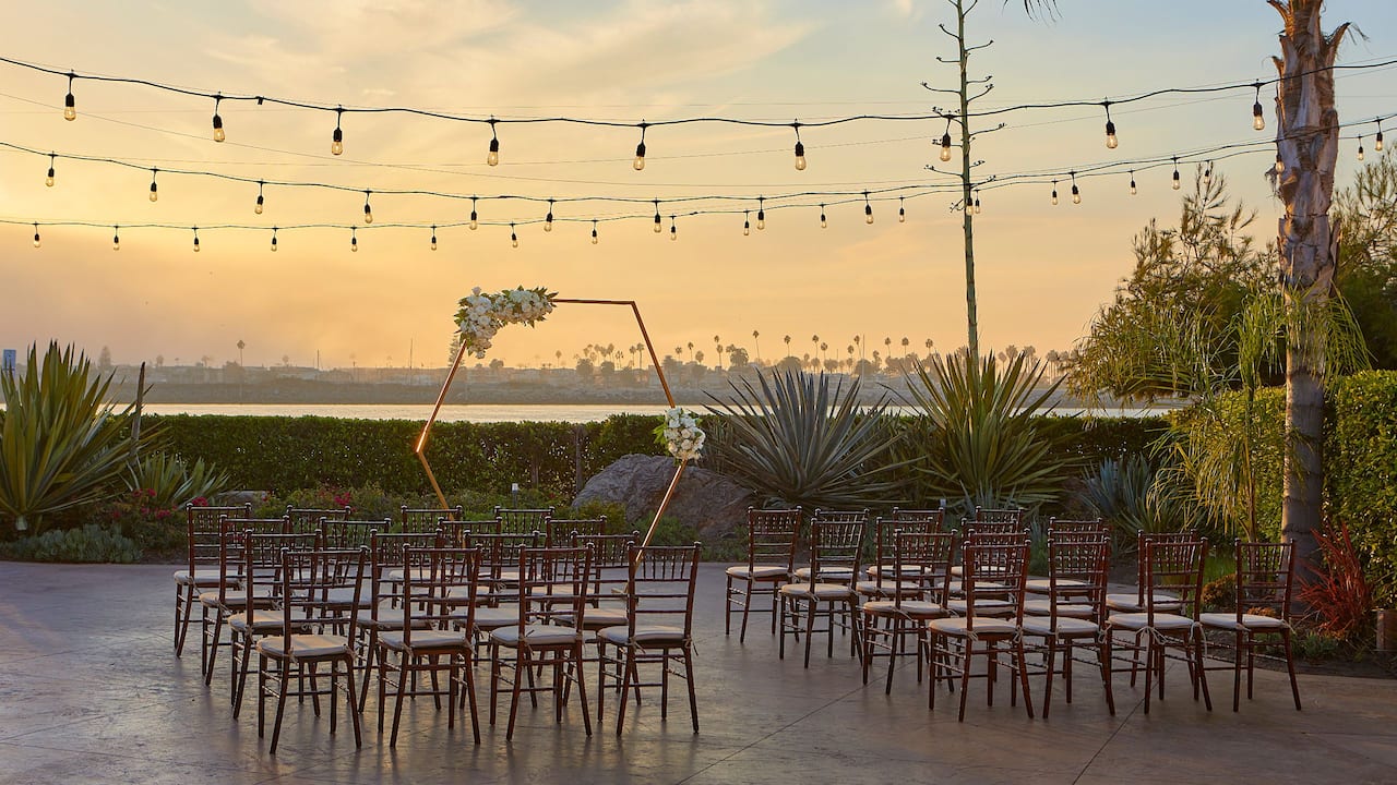 Outdoor wedding venue at a Mission Bay hotel near Seaworld San Diego