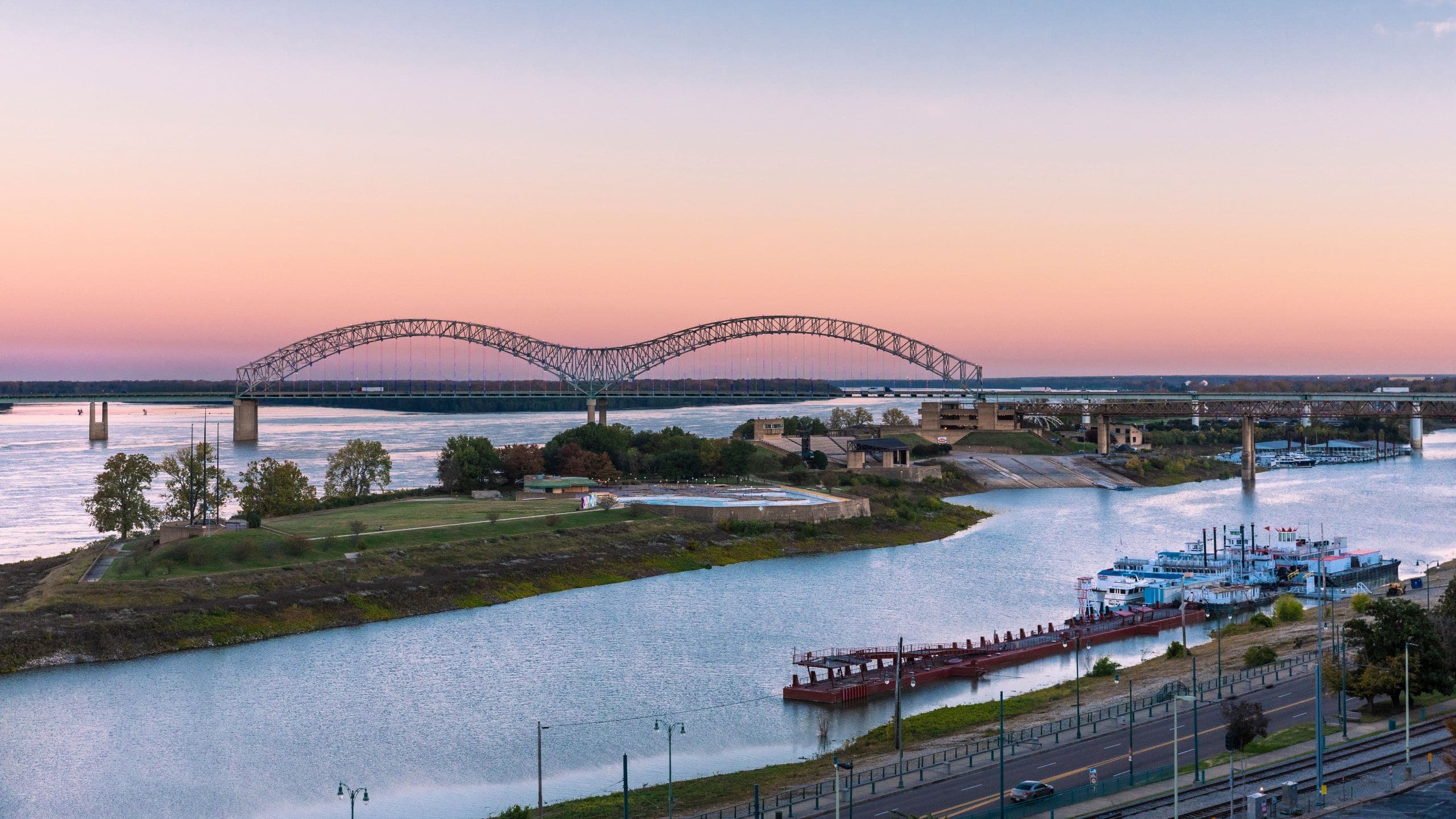 Hyatt Centric Beale Street Memphis River Bridge Sunset