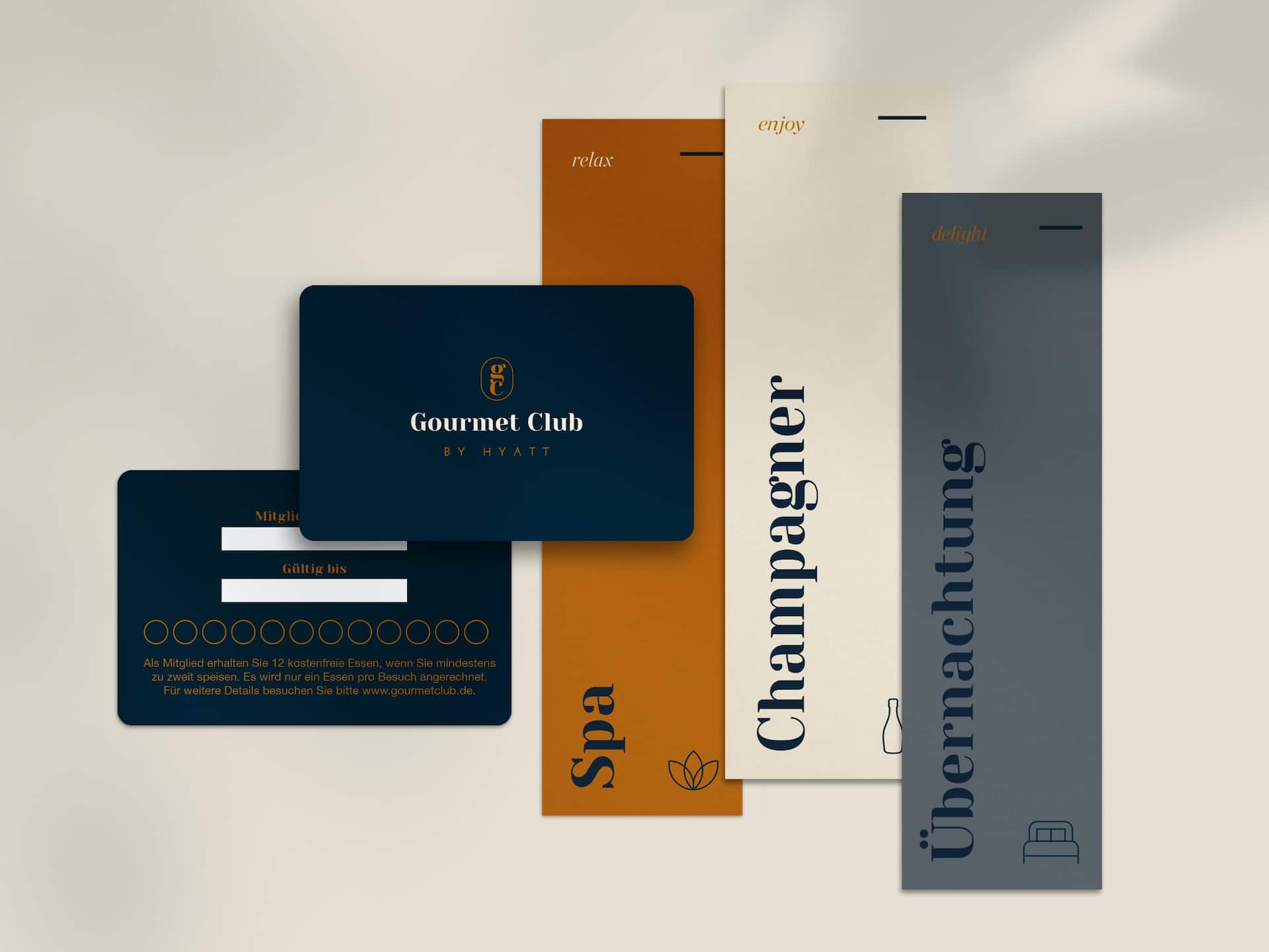 Gourmet Club Karten und Gutscheine des Grand Hyatt Berlin.