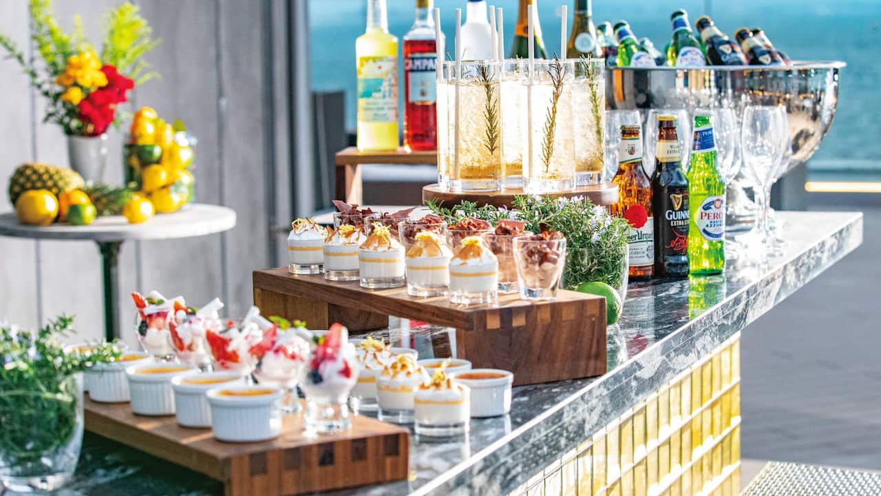 Rooftop Bar Drinks Setup