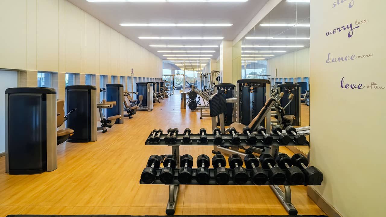 Fitness Center with weight-lifting equipment and free weights