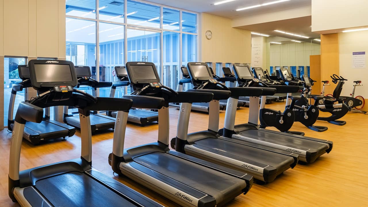 Fitness Center with treadmills and stationary bikes
