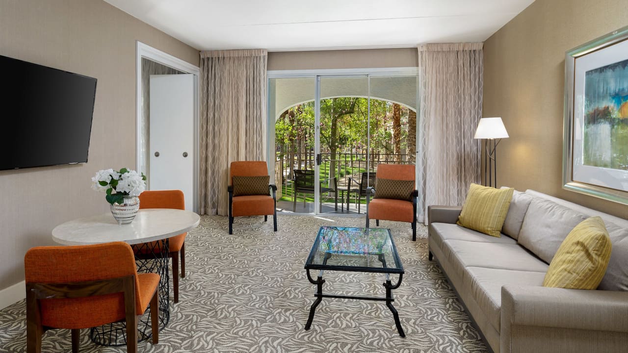 A spacious grand resort suite at Hyatt Regency Indian Wells Resort & Spa