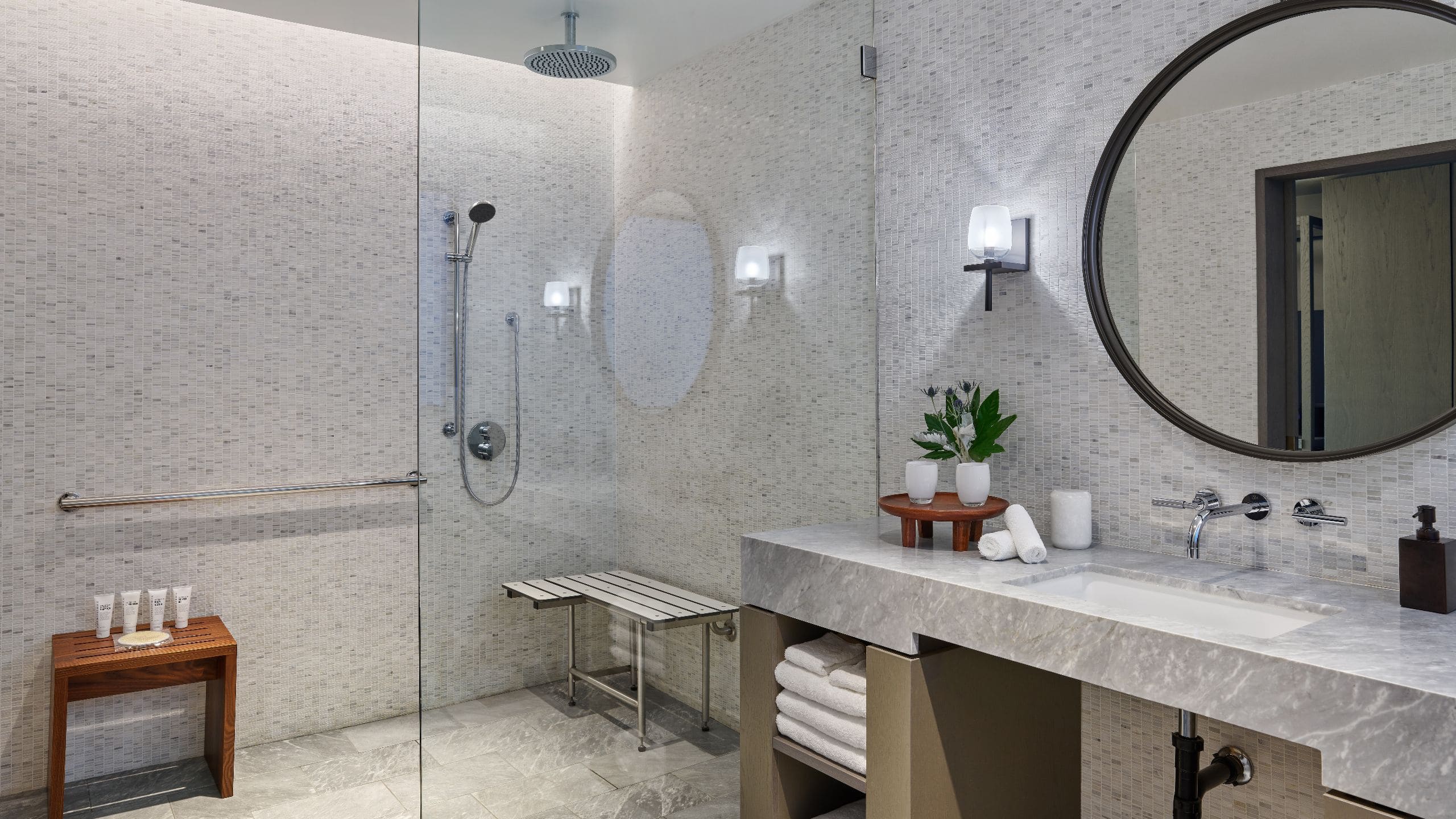 2 of 3 Alila Napa Valley ADA Bathroom Shower Vineyard Estate View