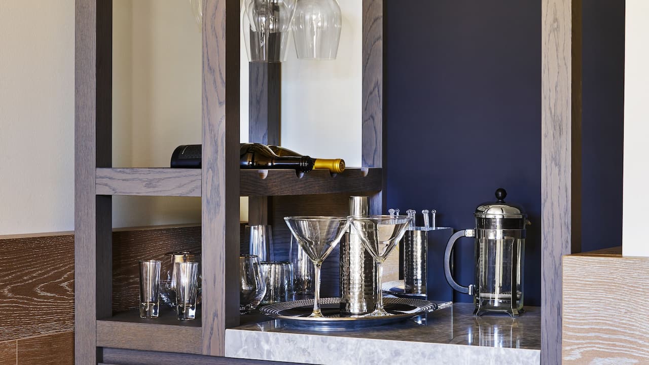 Guestroom bar and coffee beverage station