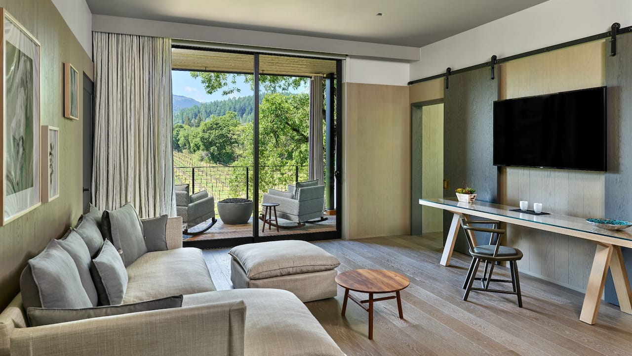 One Bedroom Vineyard View Suite Living