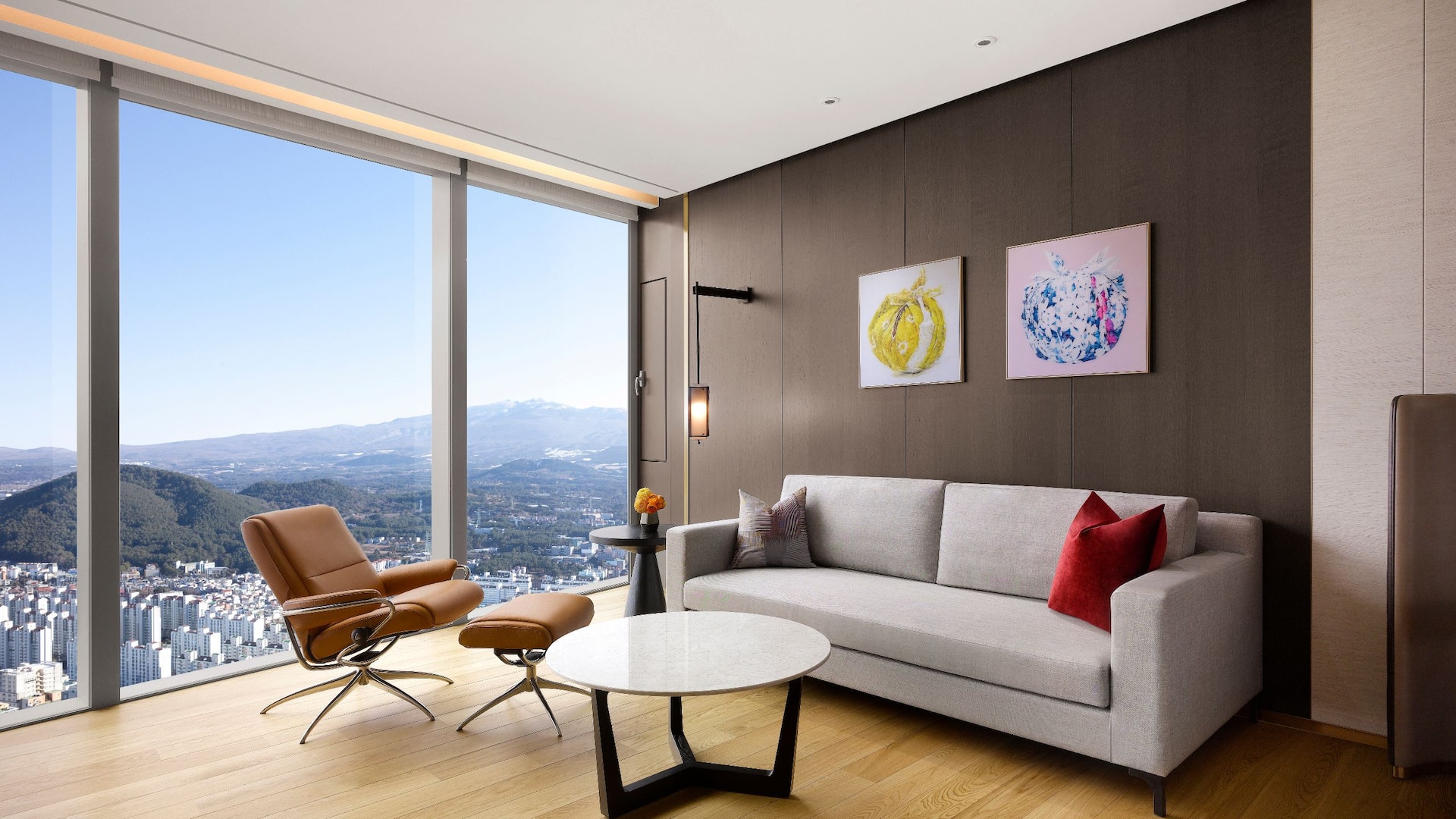 Grand Hyatt Jeju Guestroom Mountain View Sitting Area Sofa