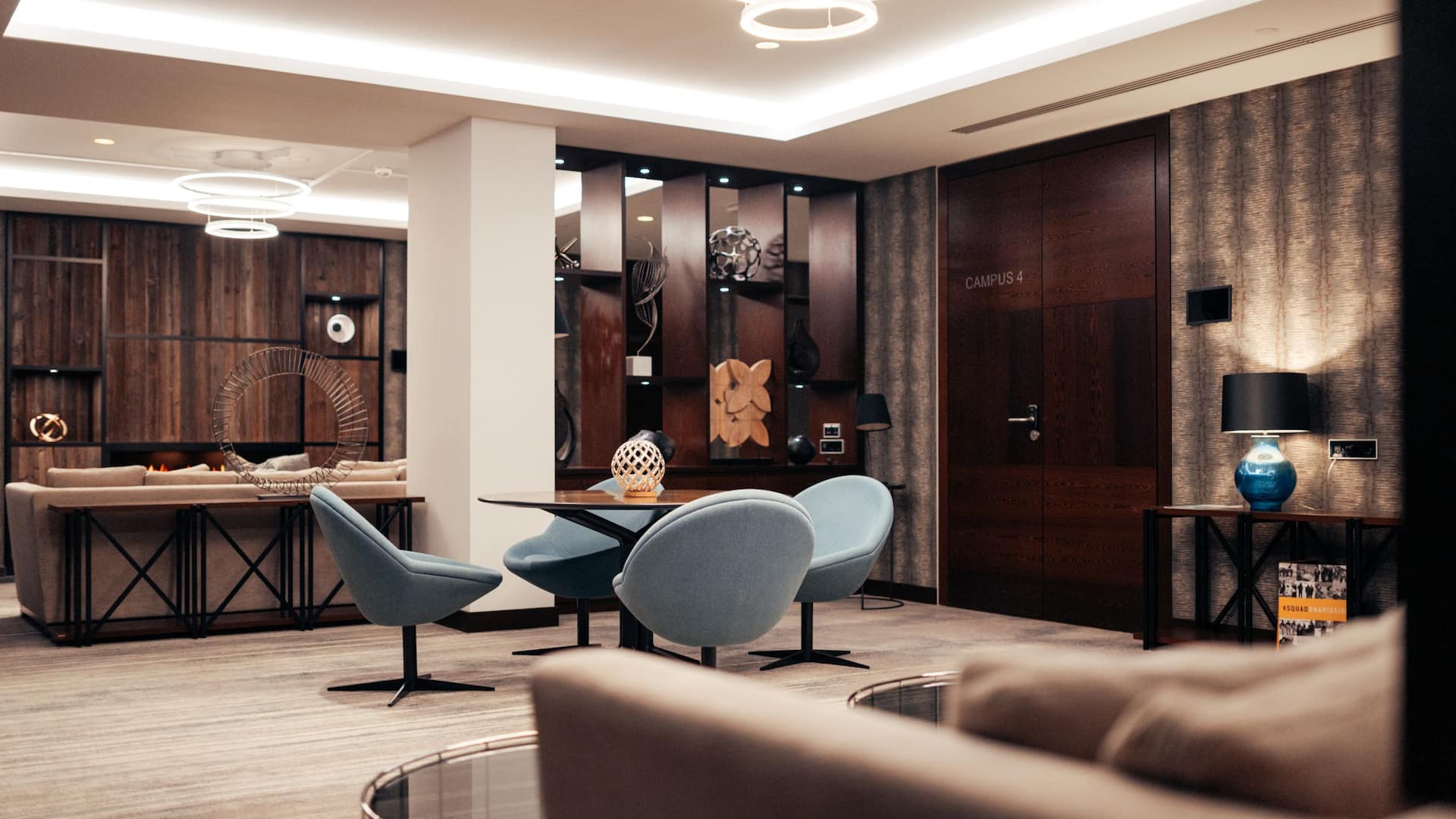 Seating area in the modern ambience of the Meeting Campus at the Hyatt Regency Cologne