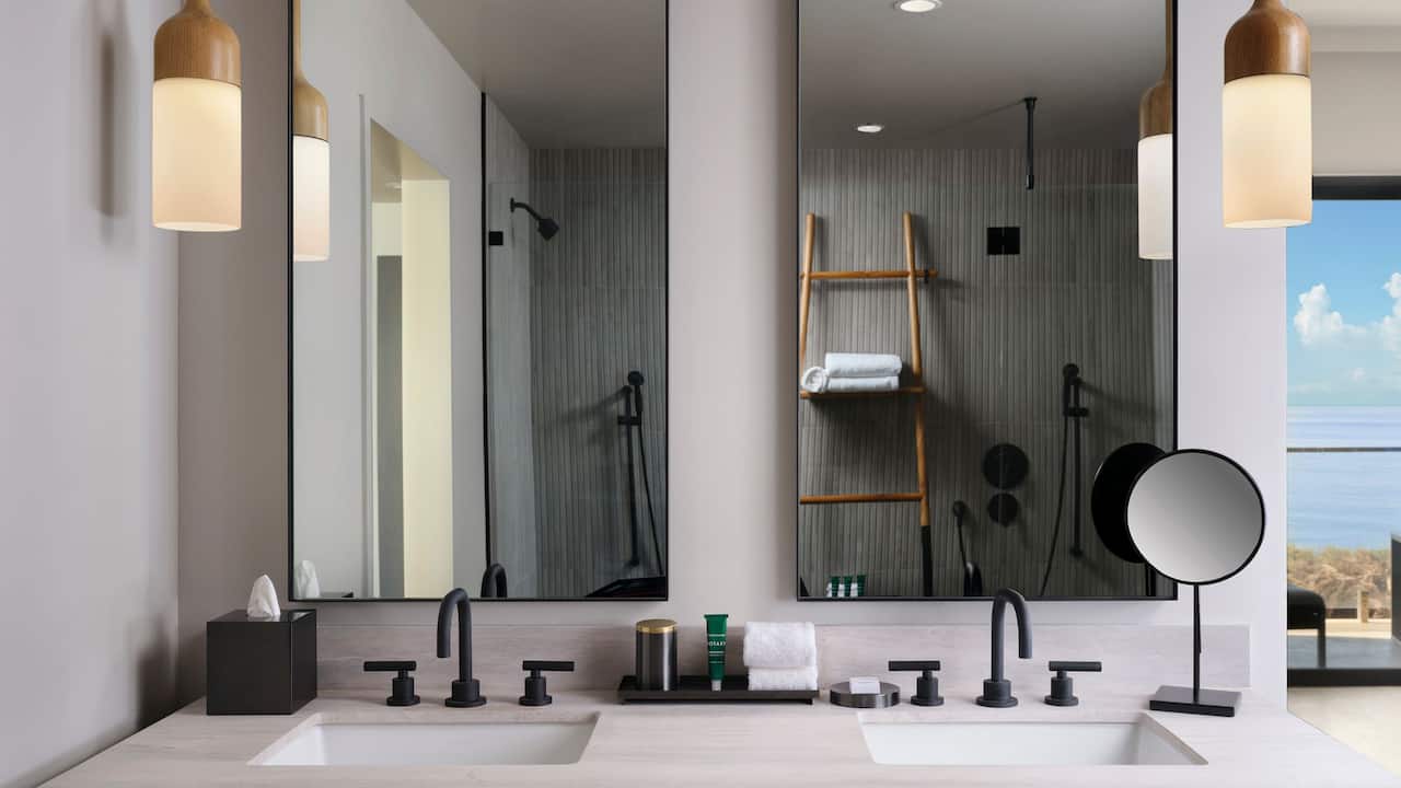 One Bedroom Suite bathroom with double vanity