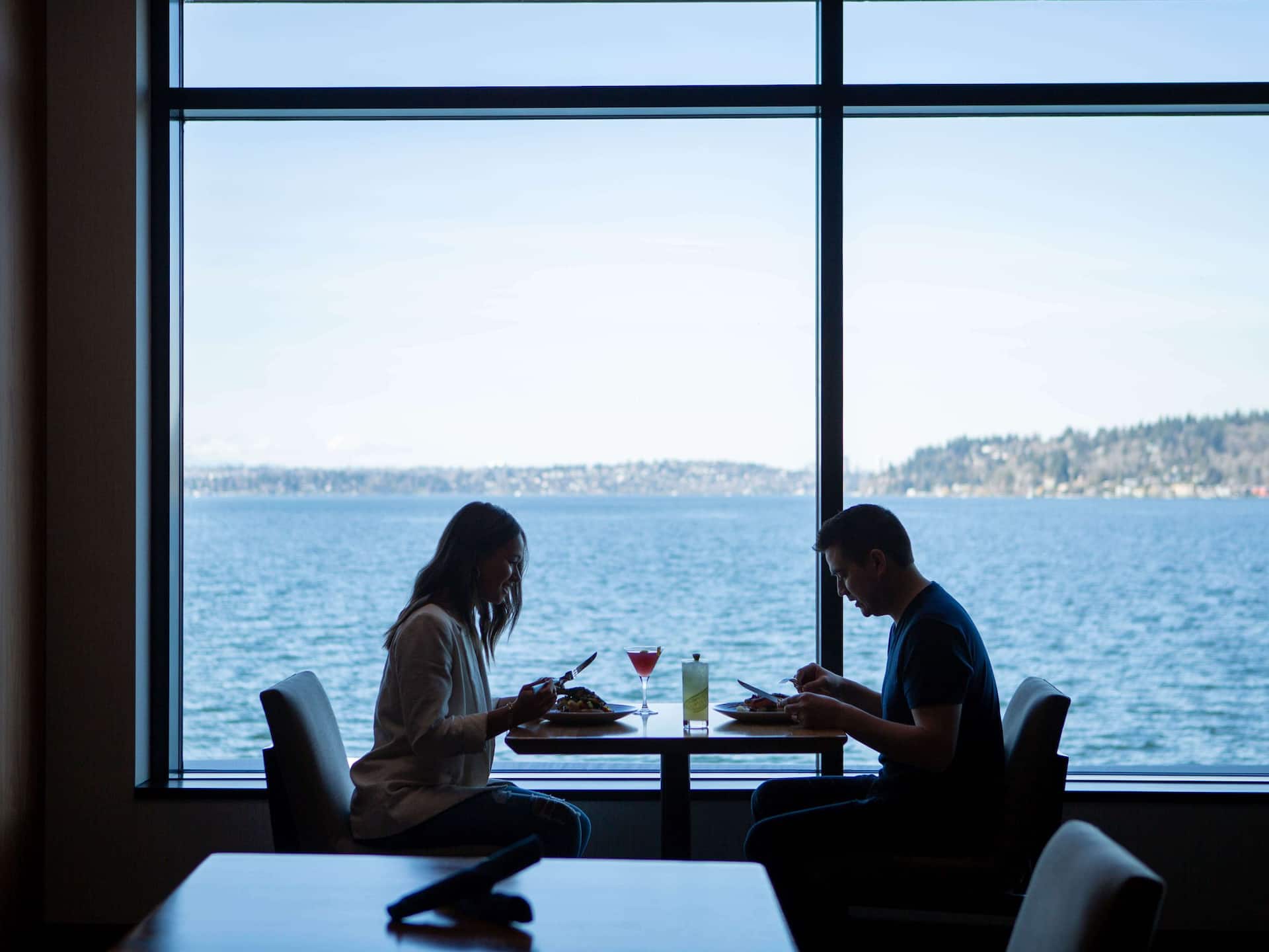 Hyatt Regency Lake Washington at Seattle's Southport Couple Dining Inside