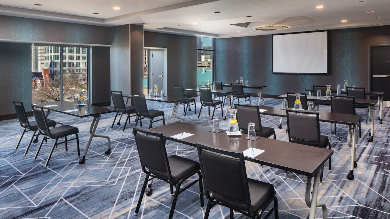 Hotels with Meeting Space in Charlotte Classroom Setup at Hyatt House Charlotte / City Center