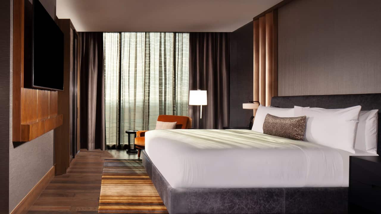 Bedroom of a luxury hotel suite in Nashville