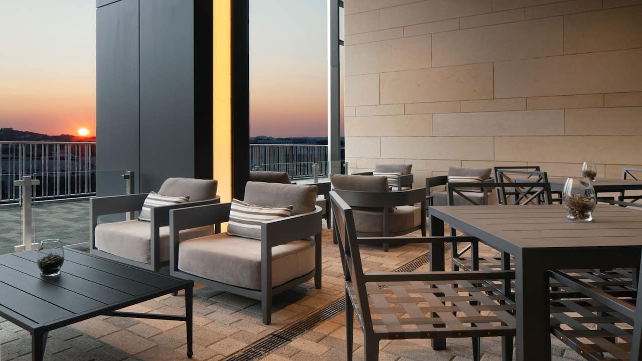 Private outdoor terrace at a luxury hotel in Nashville