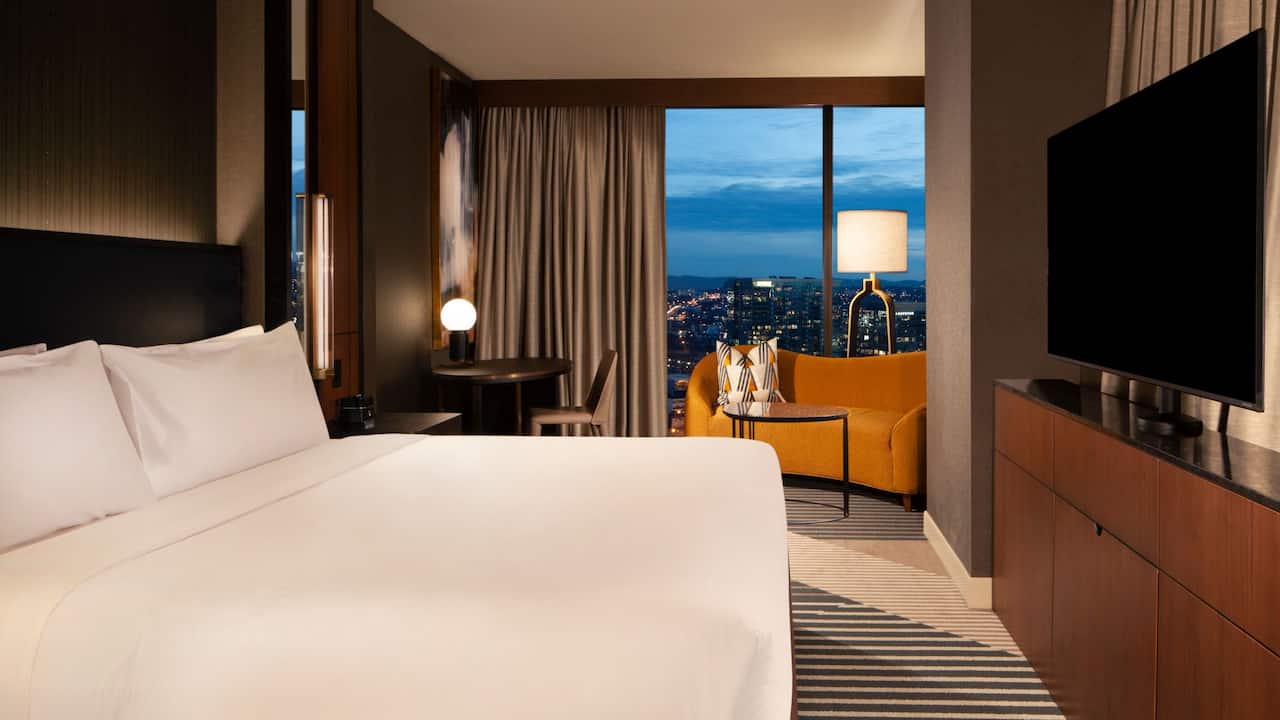 Large hotel guest room near Nashville Yards