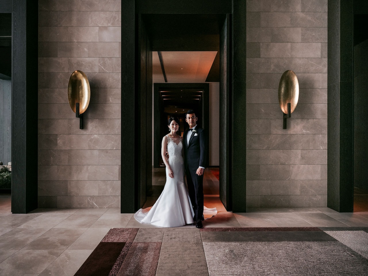 Wedding Couple in Lobby