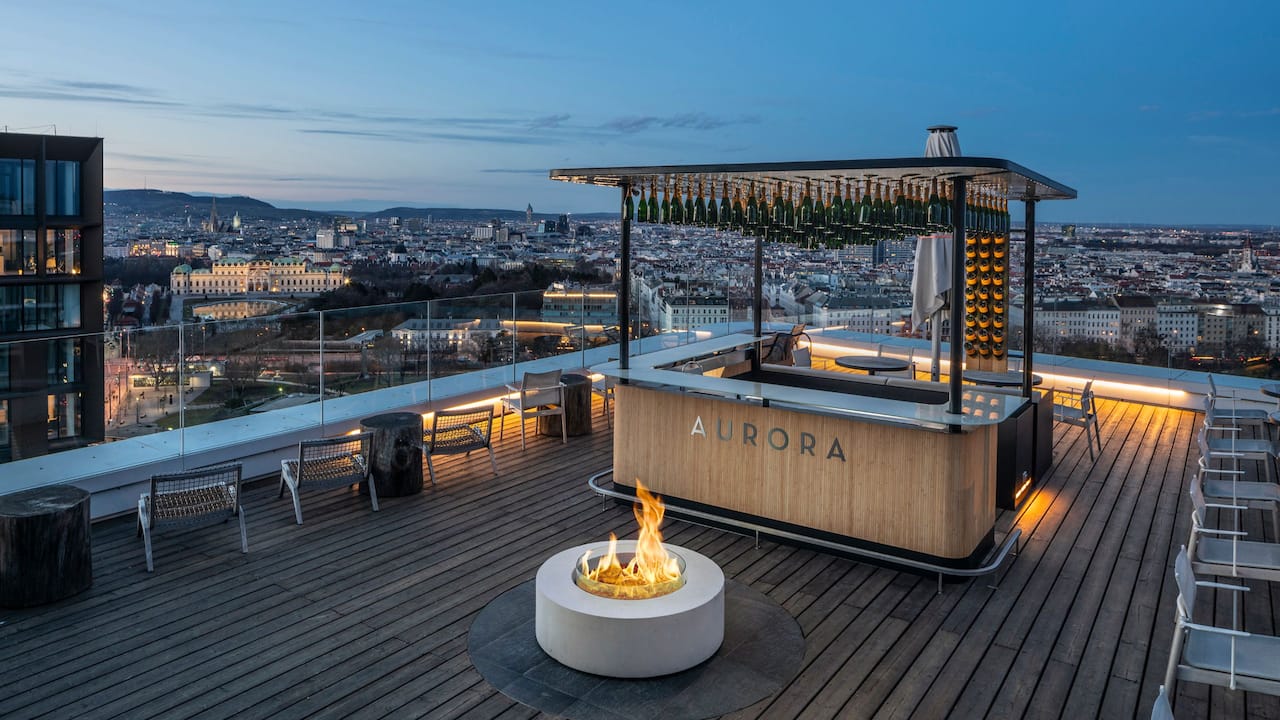 Andaz Vienna Aurora Rooftop Bar Night