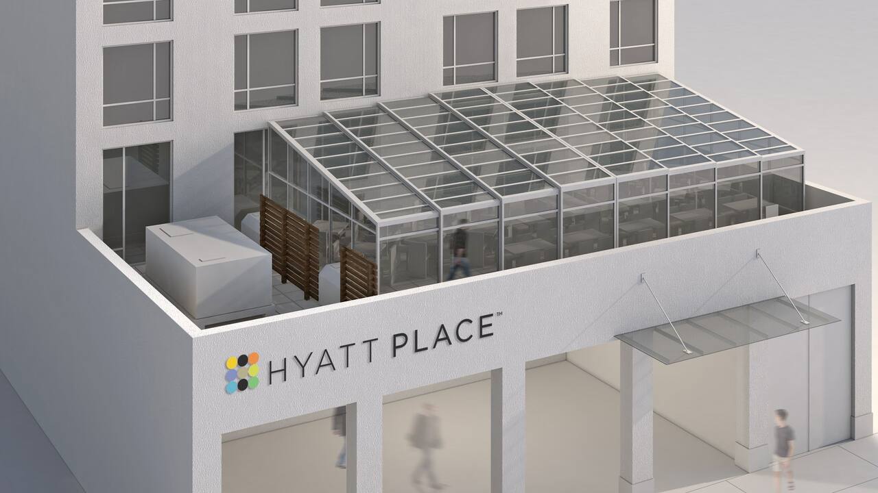 The Terrace outdoor area with retractable roof at Hyatt Place New York/Chelsea