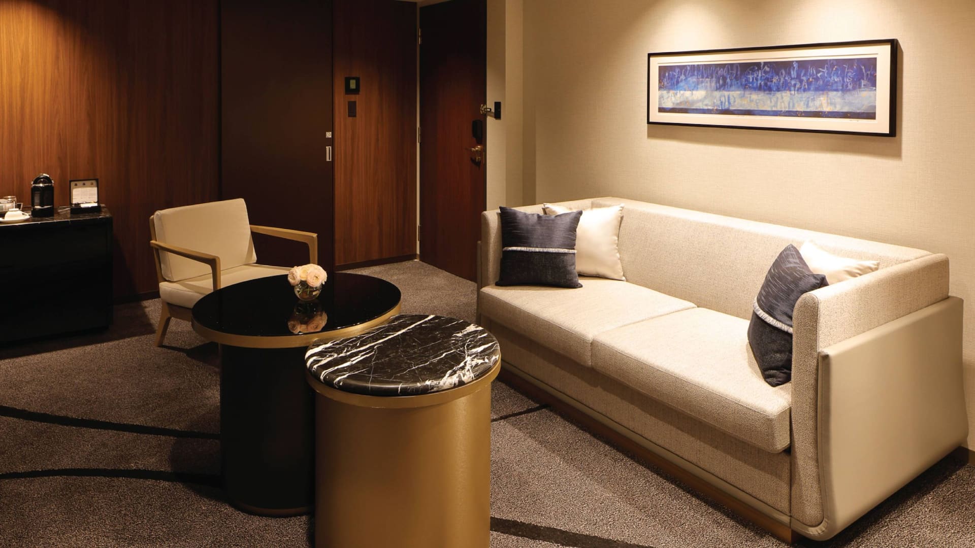 Hyatt Regency Tokyo Bay King Terrace Suite Living Room With Coffee Machine