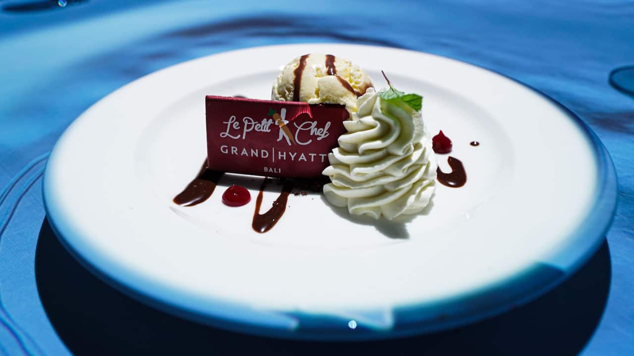 Le Petit Chef dessert food menu Hyatt restaurants Bali