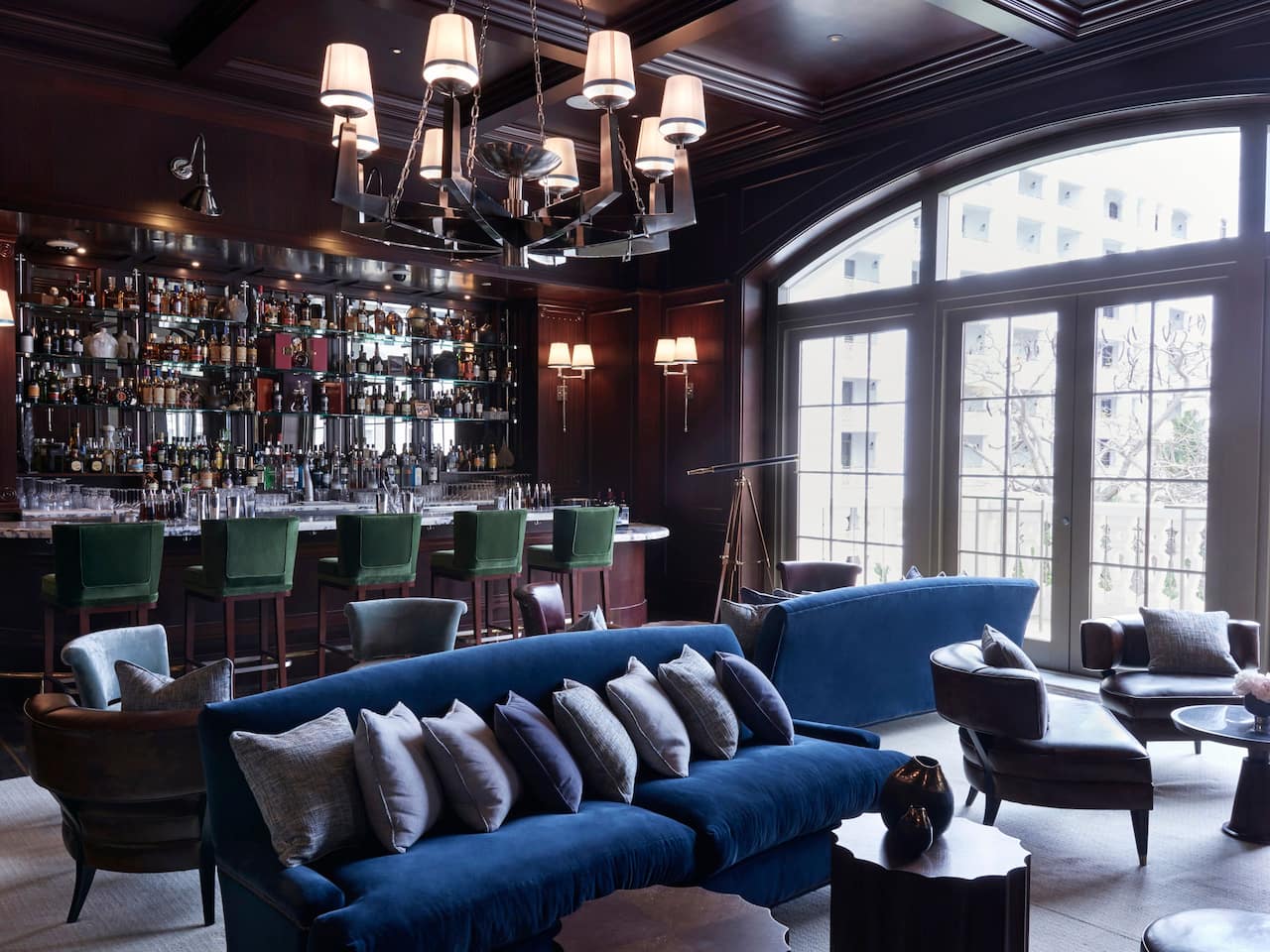 Intimate lounge and bar at a beachfront hotel in Nassau Bahamas