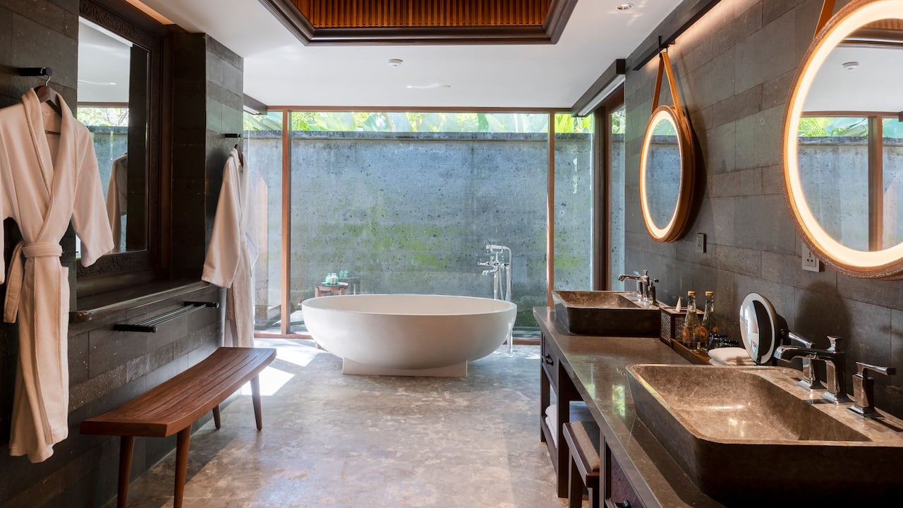 Garden Villa Bathroom Overview at Andaz Bali